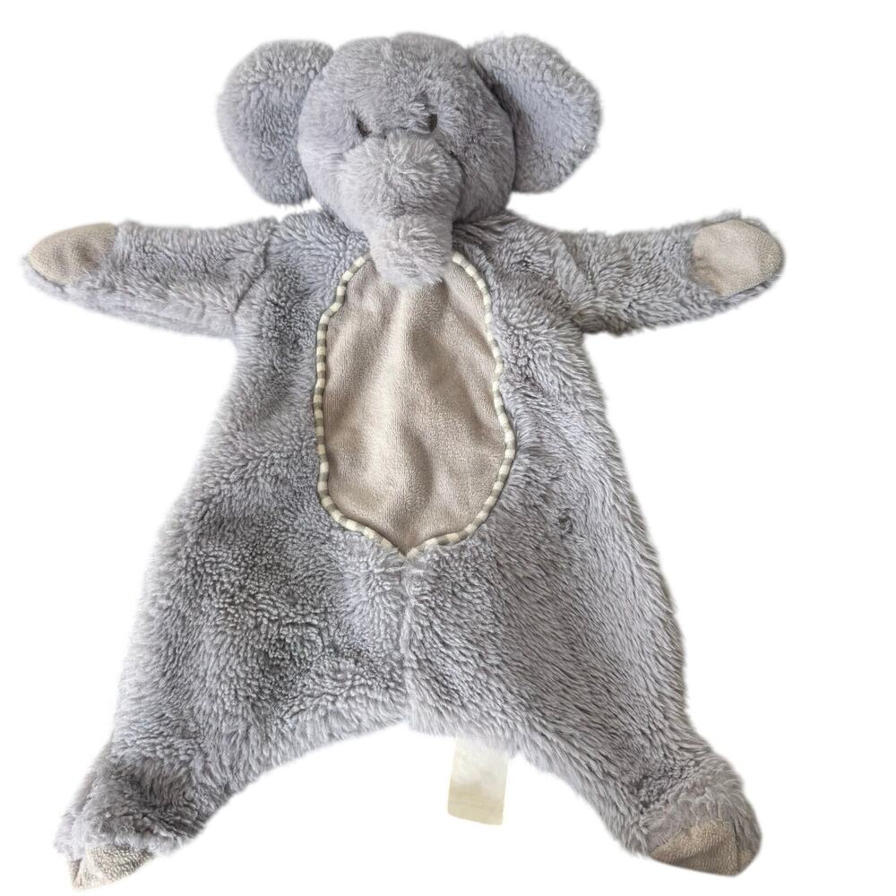 Kellytoy Elephant Lovey Rattle Security Blanket Gray Plush Toy Collectible